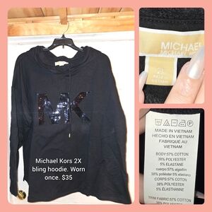 Michael Kors Black Sequin Logo Hoodie